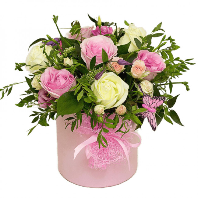 Букет цветов "Шляпная коробка Лея"